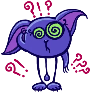 ⁉ morcego, desenho animado, hipnotizado, animal, fantasia telegram sticker