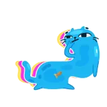 🤔 cat, cartoon, sticker, blue, cute, funny telegram sticker