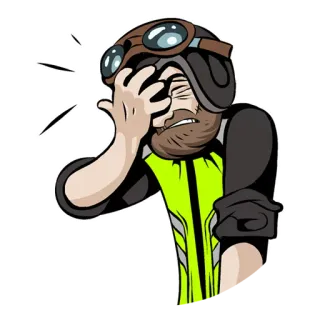 🤦‍♂️ パイロット, 飛行士, ヘルメット, 失望, フェイスパーム whatsapp sticker