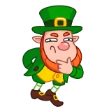 🤔 leprechaun, Irish, St. Patrick's Day, cartoon, thinking telegram sticker