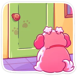 🐾 dog, door, cartoon, pet, animal, waiting telegram sticker