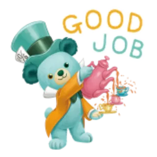 🫖 GOOD JOB orso, bravo, tea party, festa telegram sticker
