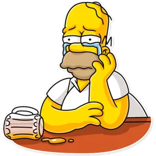 😢 Homer Simpson The Simpsons Homer Simpson, dessin animé, triste, pleurer, bière, les simpson telegram sticker