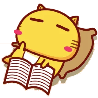 📖 Katze, Lesen, Buch, Schläfrig, Kissen telegram sticker