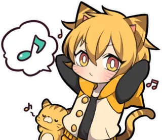 🎶 치비, 고양이, 애니메이션, 음악, 귀여운, 만화, 동물 telegram sticker
