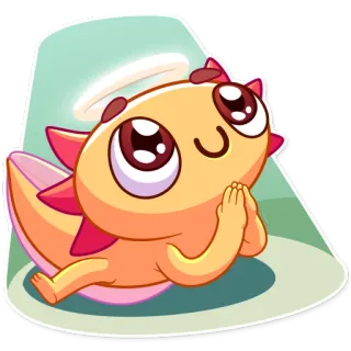 😇 axolotl, adesivo, carino, angelo, aureola, preghiera telegram sticker