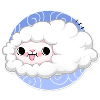😛 Schaf, Wolke, süß, Cartoon, Kawaii, flauschig, Tier whatsapp sticker