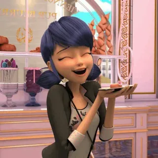 😆 Marinette Marinette Dupain-Cheng, Miraculous Ladybug, cartoon, bakery, dessert whatsapp sticker