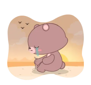 💗 triste, llorando, oso, dibujos animados, emocional, solo telegram sticker
