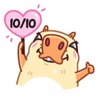 👍 10/10 оценка, милый, животное, десять из десяти, сердце, кавай telegram sticker