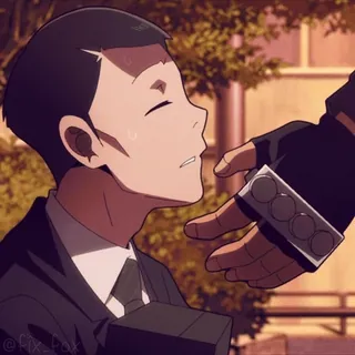 👊 Anime, Uomo, Completo, Stile anime, Mano guantata, Serio telegram sticker