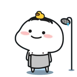 🍼 การ์ตูน, ตัวละคร, ฝักบัว, เป็ด, น่ารัก, ผ้าเช็ดตัว telegram sticker