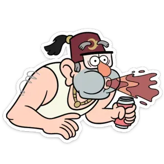 😳 Grunkle Stan Gravity Falls Wujek Stan, Gravity Falls, Kreskówka, Picie, Soda, Wujek Stan, Disney, Animowany telegram sticker