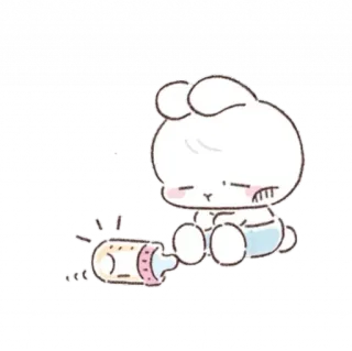 😭 lapin, bébé, biberon, mignon, dessin animé, nourrisson, animal whatsapp sticker