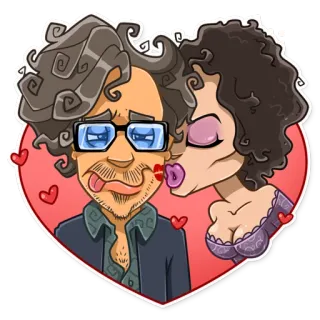 💋 kiss, love, affection, cartoon, romantic, heart telegram sticker