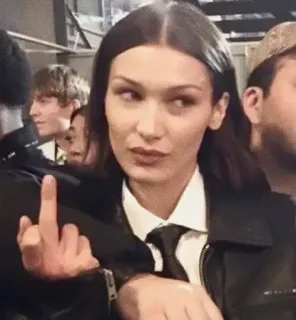 🖕 Bella Hadid jari tengah, gestur ofensif, selebriti, model, sikap, tidak sopan whatsapp sticker