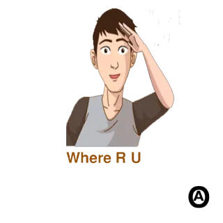 😲 Where R U persona, hombre, saludo, dónde, tú, buscas telegram sticker