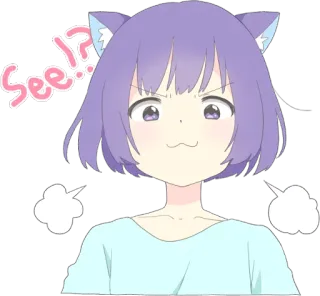 😎 See!? аниме, кошачьи ушки, злой, милый whatsapp sticker