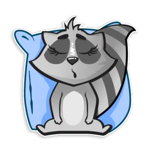 😴 guaxinim, sonolento, desenho animado, animal, fofo, relaxante telegram sticker