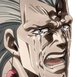 😰 Jean Pierre Polnareff JoJo's Bizarre Adventure llorando, anime, triste, Polnareff, Jojo, lágrimas telegram sticker