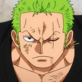 🧩 Zoro One Piece Anime, Spadaccino, Pirata, Capelli verdi, Cicatriz telegram sticker