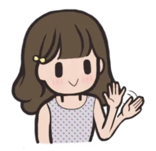 👋 dibujos animados, chica, saludando, amigable, lindo, femenina telegram sticker