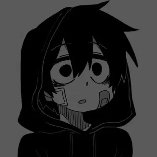 🖤 Anime, Traurig, Kapuzenpullover, Dunkel, Düster, Charakter whatsapp sticker