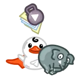 💪 canard, éléphant, dessin animé, animaux, mignon, autocollant telegram sticker