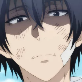 ♠️ anime, injured, tired, male, black hair telegram sticker