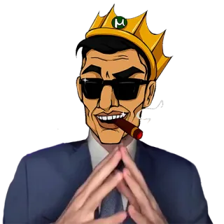 😏 Mann, Zigarre, König, Krone, Anzug, Sonnenbrille, überheblich, ernst telegram sticker