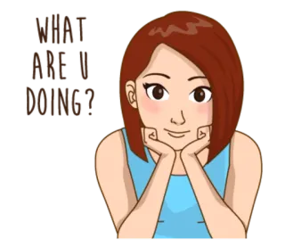 🤔 WHAT ARE I DOING? femme, dessin animé, pensif, question, confusion telegram sticker