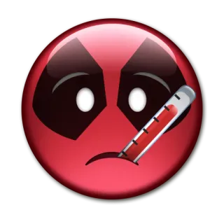 🤒 Deadpool deadpool, sick, temperature, red, emoji, thermometer telegram sticker
