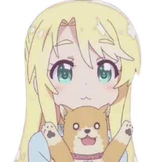 ☺️ Anime, Dibujos animados, Lindo, Perro, Chica, Rubia telegram sticker