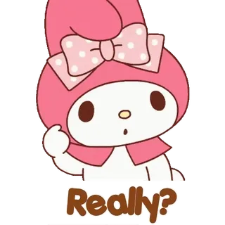 😊 My Melody Really? My Melody, lindo, pregunta, Sanrio, dibujos animados, rosa telegram sticker