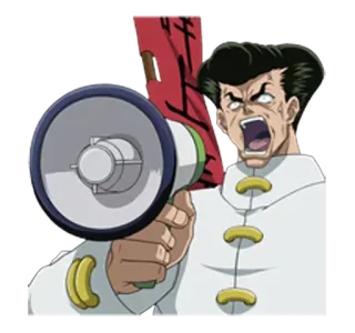 📢 megaphone, angry, shouting, anime, character telegram sticker