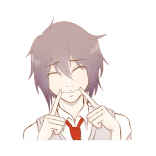 🙂 Аниме, Мультфильм, Кавай, Персонаж, Милый, Улыбающийся, Аниме парень whatsapp sticker