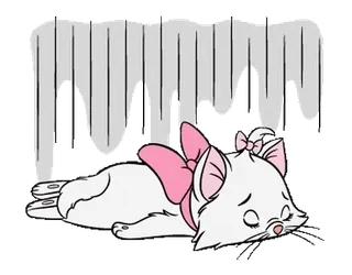😞 Marie The Aristocats chat, dessin animé, mignon, chaton, animal, endormi telegram sticker
