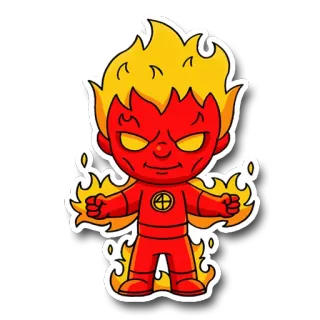 🔥 Human Torch marvel, comic, character, superhero, fire, fantastic four telegram sticker