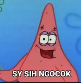 😈 Patrick Star Spongebob Squarepants SY SIH NGOCOK патрик стар, спанч боб, индонезийский, мем, мультфильм, nickelodeon, мультипликация telegram sticker