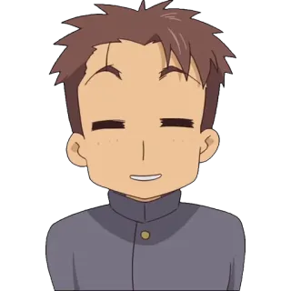 😌 Аниме, Мультфильм, Студент, Улыбается, Счастливый telegram sticker