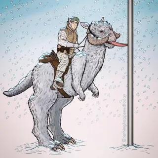😁 nothinghappenedtoday tauntaun, star wars, schnee, hoth, winter, luke skywalker whatsapp sticker