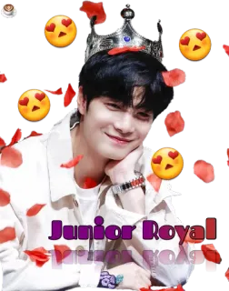 🌹 Junior Royal couronne, homme, royauté, célébration, pétales, émojis telegram sticker