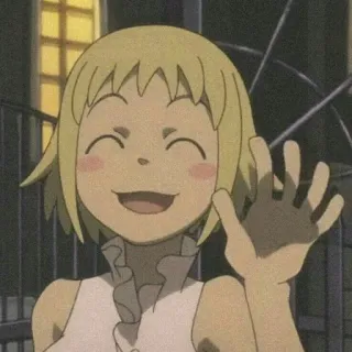 🌟 Maka Albarn Soul Eater anime, girl, waving, happy, maka, soul eater whatsapp sticker