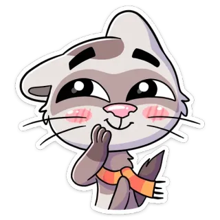 😊 kat, cartoon, schattig, dier, sticker, sjaal, kawaii telegram sticker