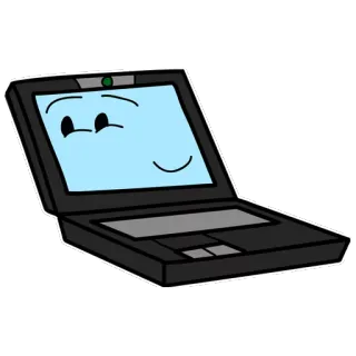 😌 ноутбук, компьютер, мультфильм, технологии, устройство, электроника whatsapp sticker