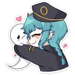 🤗 Anime, Süß, Geist, Umarmen, Cartoon telegram sticker