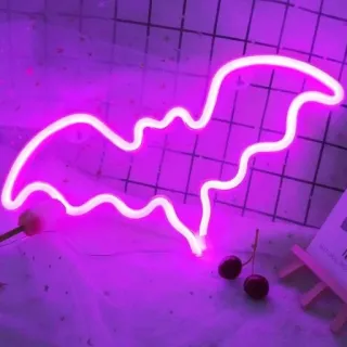 💜 insegna al neon, pipistrello, viola, luce, decorazione whatsapp sticker