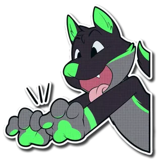 🙌 Furry, Anthro, Cartoon, Sticker, Perro, Neón, Personaje telegram sticker