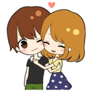 😉 amor, casal, abraço, romance, desenho animado, afeto, coração whatsapp sticker