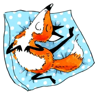 😴 fox, sleeping, animal, cartoon, cute, bed, pillow, rest telegram sticker